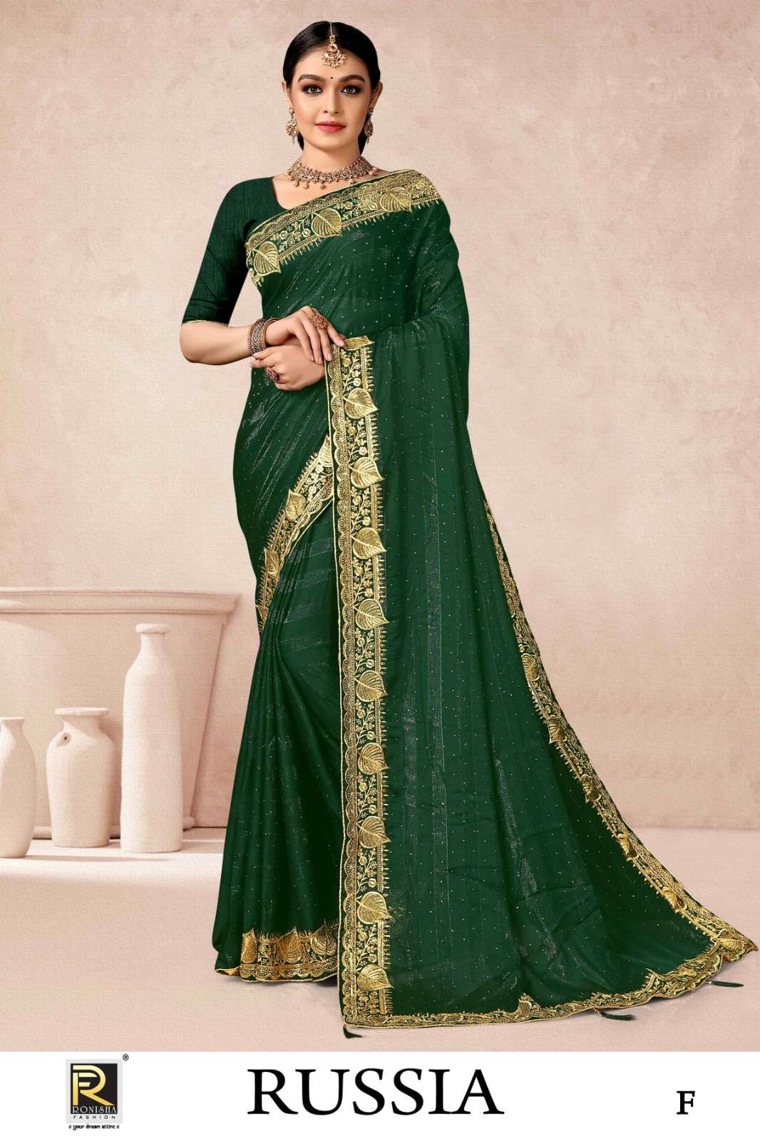 RUSSIA  BY RONISHA SAREE  FANCY FABRICS WITH SIROSKI DIAMOND AND EMBROIDERY WORK SUPER HIT COLLECTION 