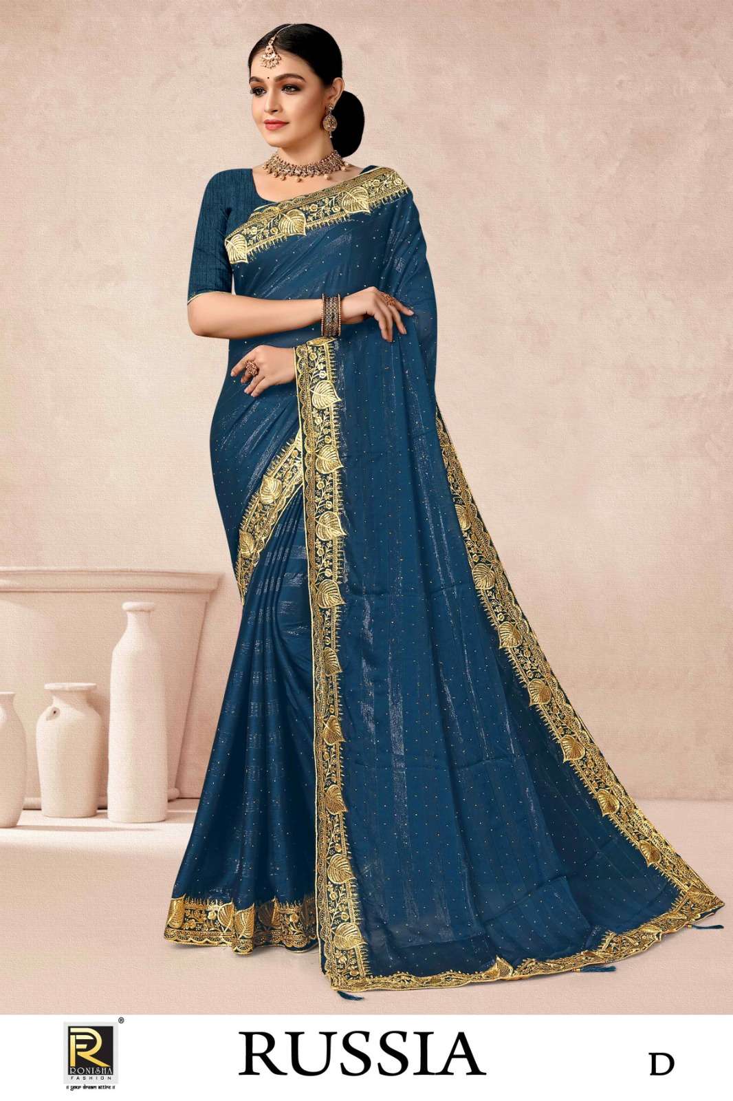 RUSSIA  BY RONISHA SAREE  FANCY FABRICS WITH SIROSKI DIAMOND AND EMBROIDERY WORK SUPER HIT COLLECTION 