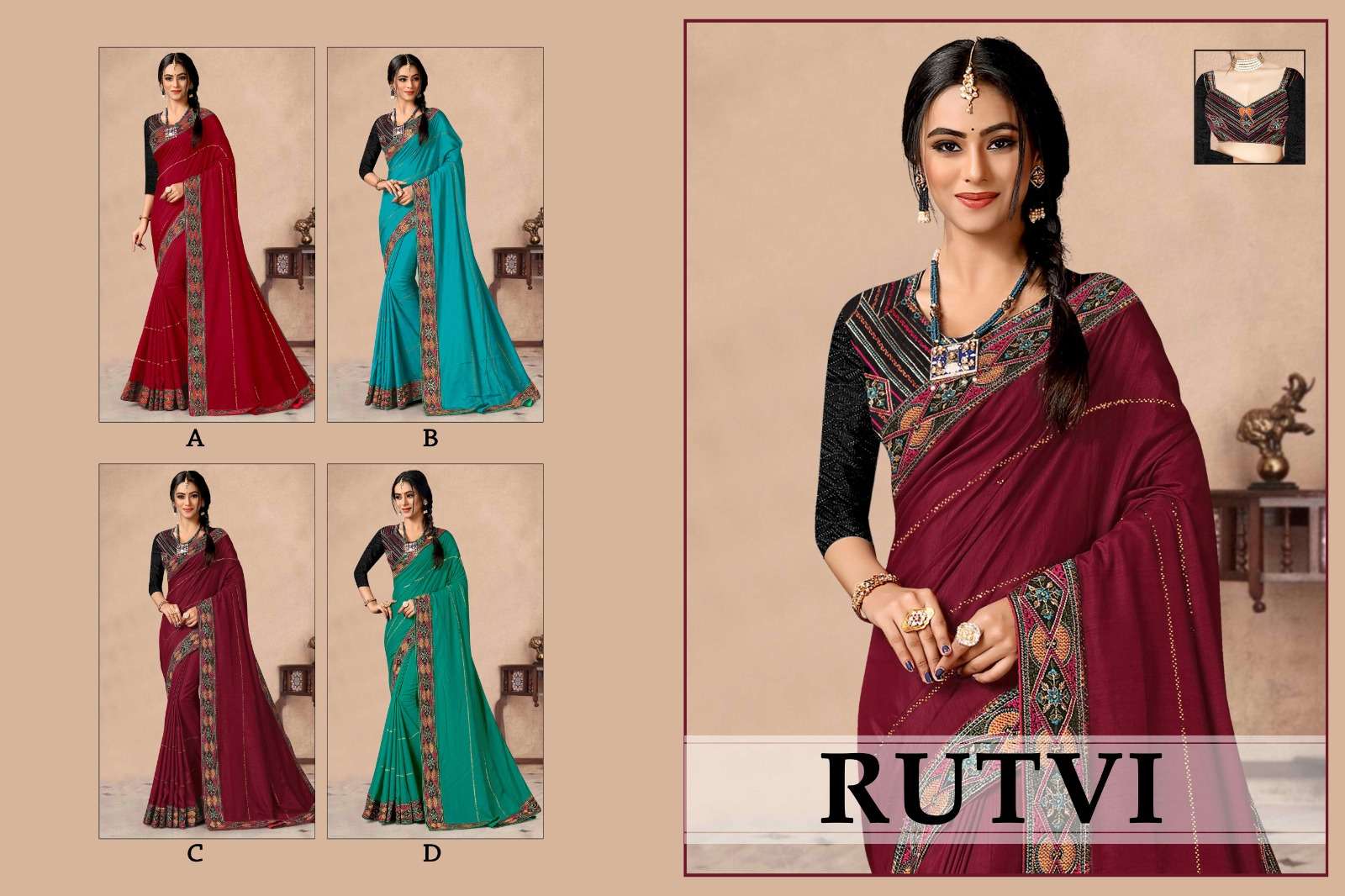 RUTVI  BY RONISHA SAREE  FANCY FABRICS  SIROSKI DIAMOND AND EMBROIDERY WORK LACE SUPER HIT COLLECTION 