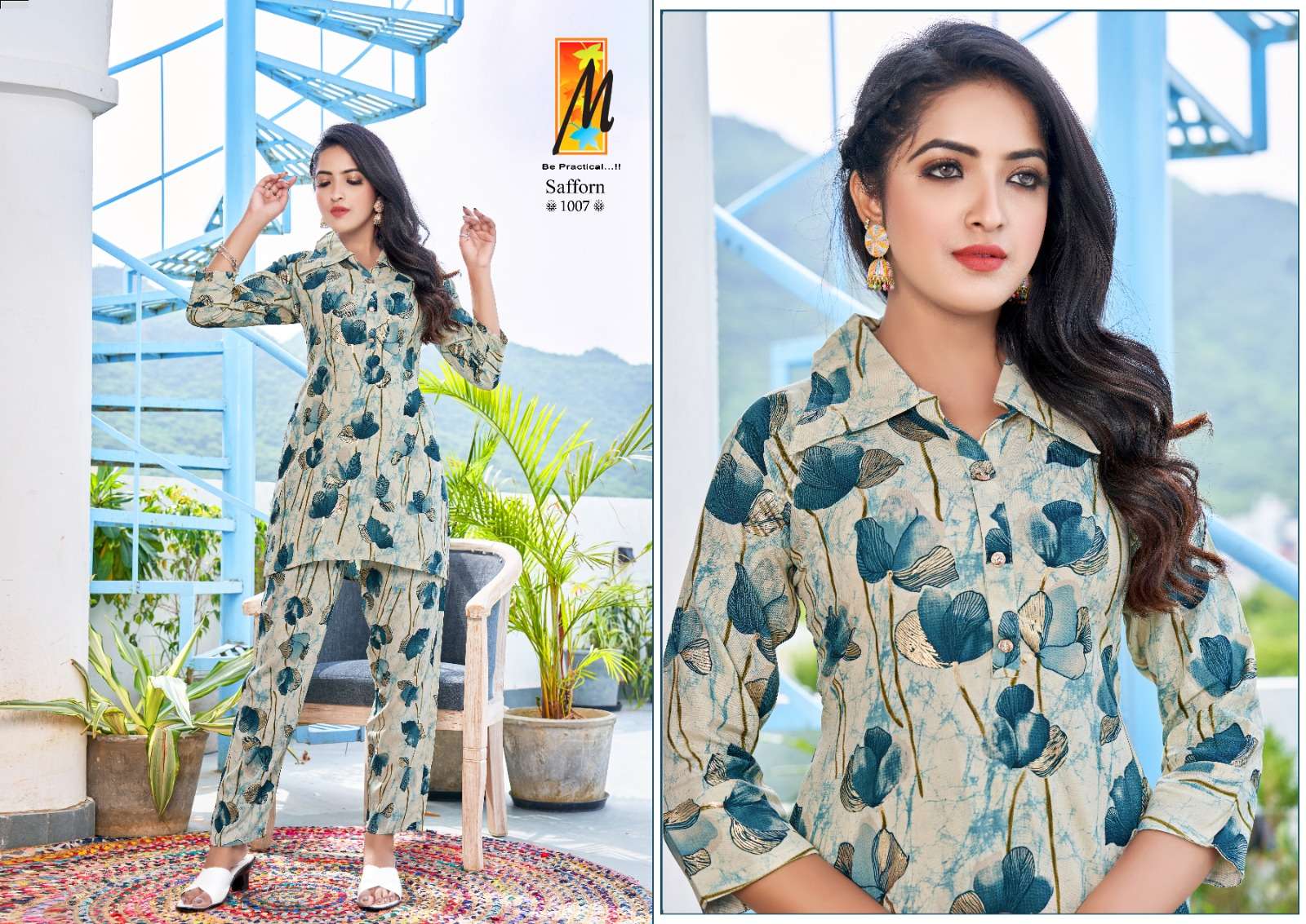 SAFFRON CO-ORD SET  RAYON FOIL PRINT Kurti Wholesale catalog
