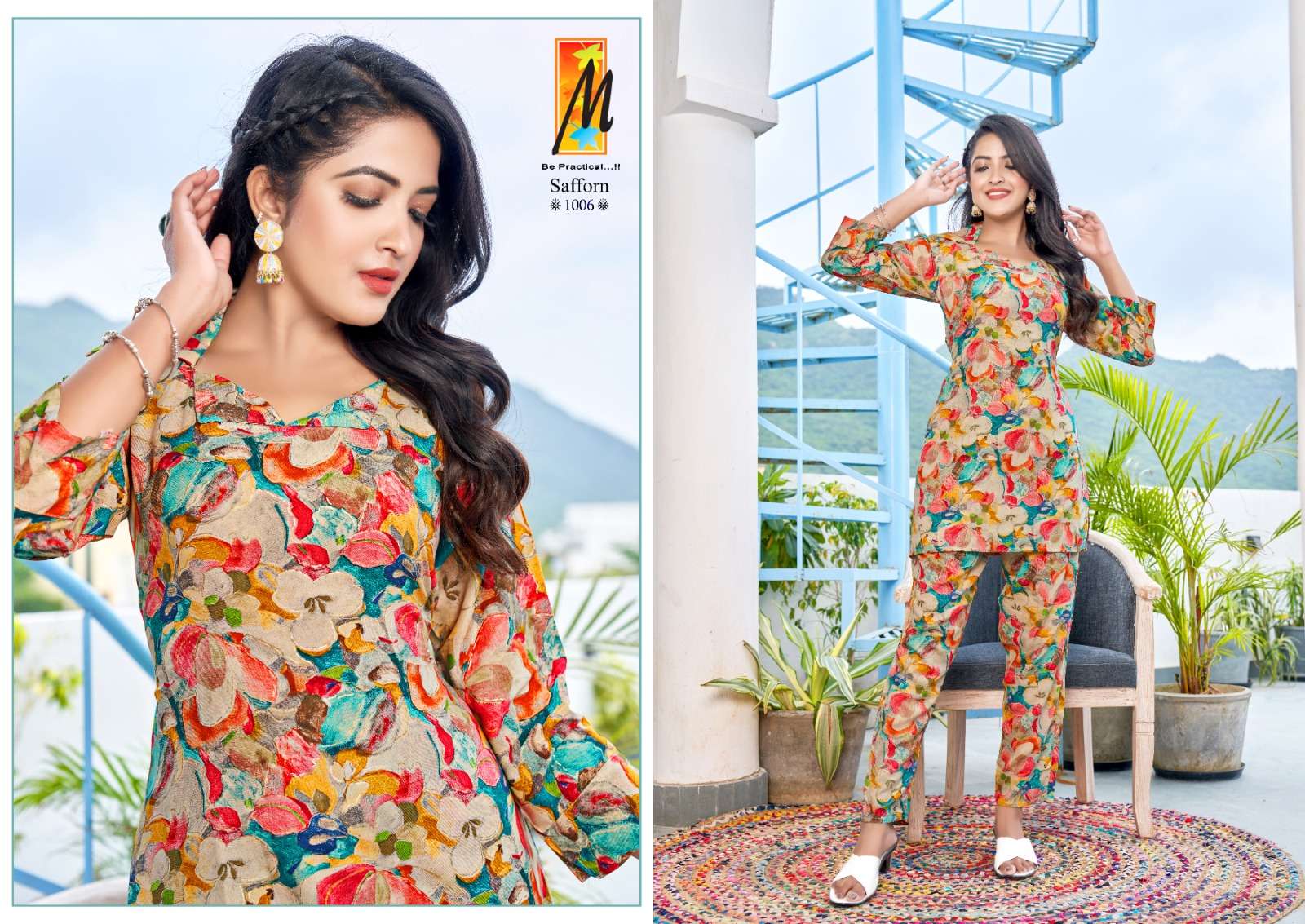 SAFFRON CO-ORD SET  RAYON FOIL PRINT Kurti Wholesale catalog