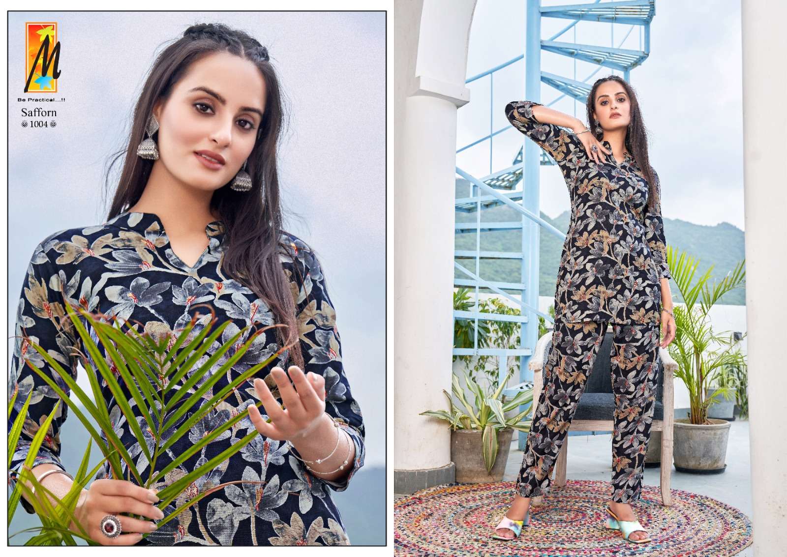 SAFFRON CO-ORD SET  RAYON FOIL PRINT Kurti Wholesale catalog