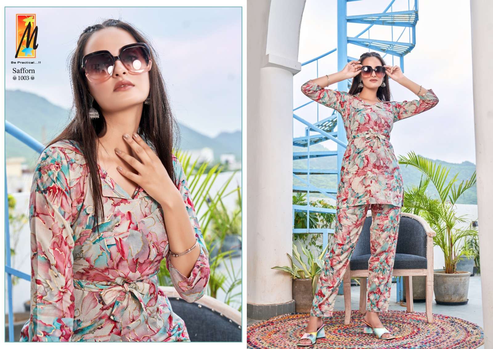 SAFFRON CO-ORD SET  RAYON FOIL PRINT Kurti Wholesale catalog