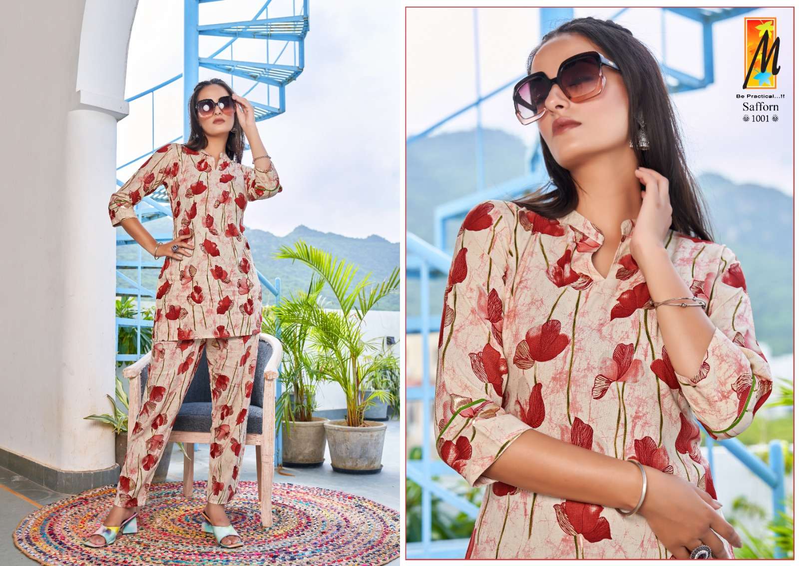 SAFFRON CO-ORD SET  RAYON FOIL PRINT Kurti Wholesale catalog