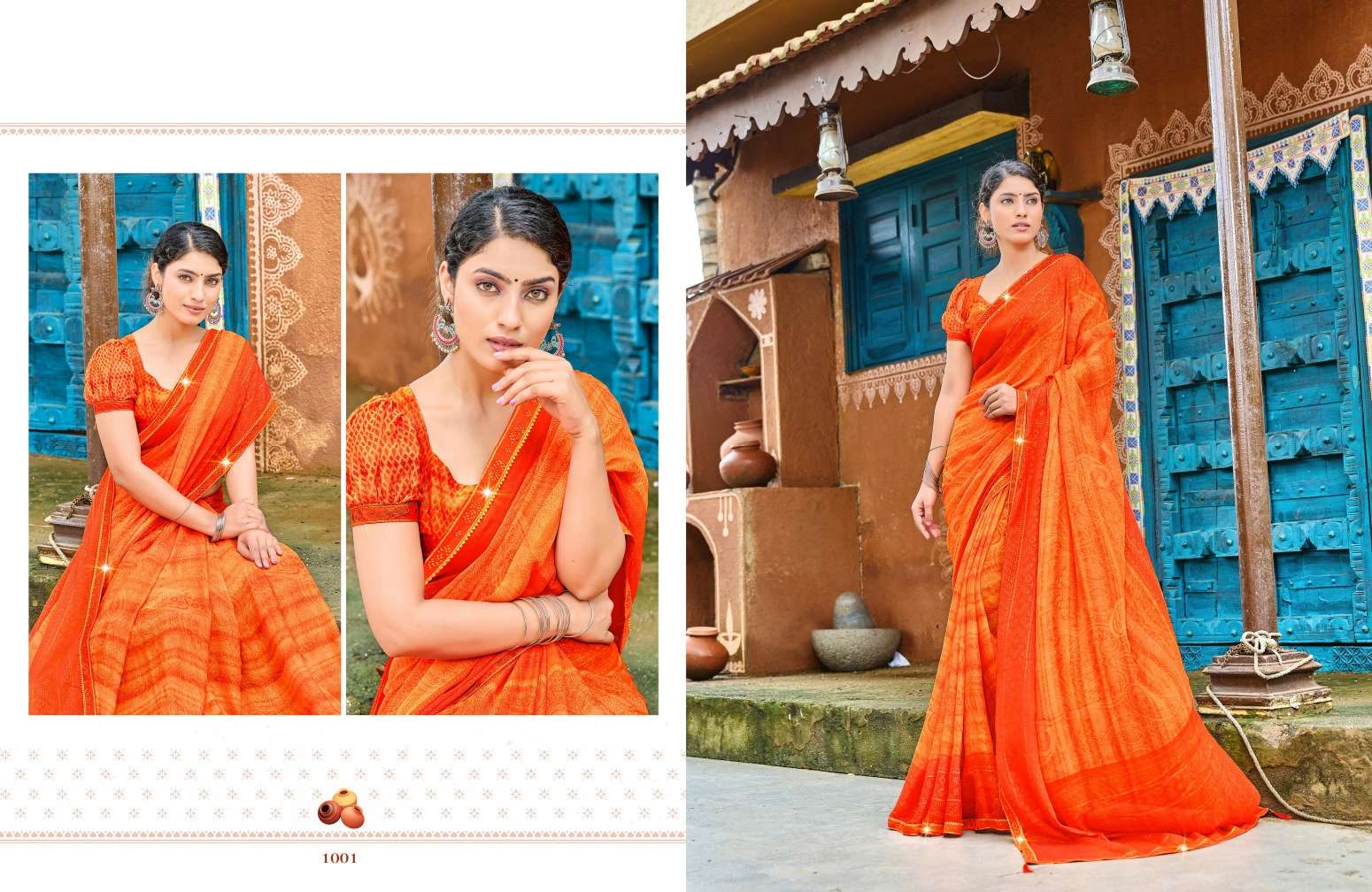 Saroj Aashiyana Vol-1 Designer Moss chiffon Saree Wholesale catalog