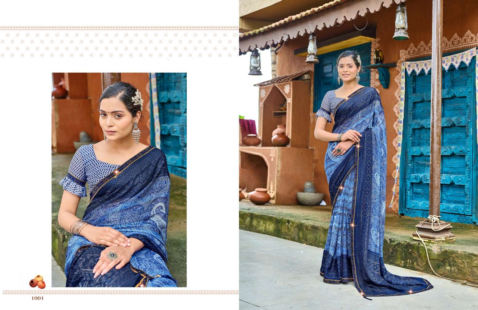 Saroj Aashiyana Vol-1 Designer Moss chiffon Saree Wholesale catalog