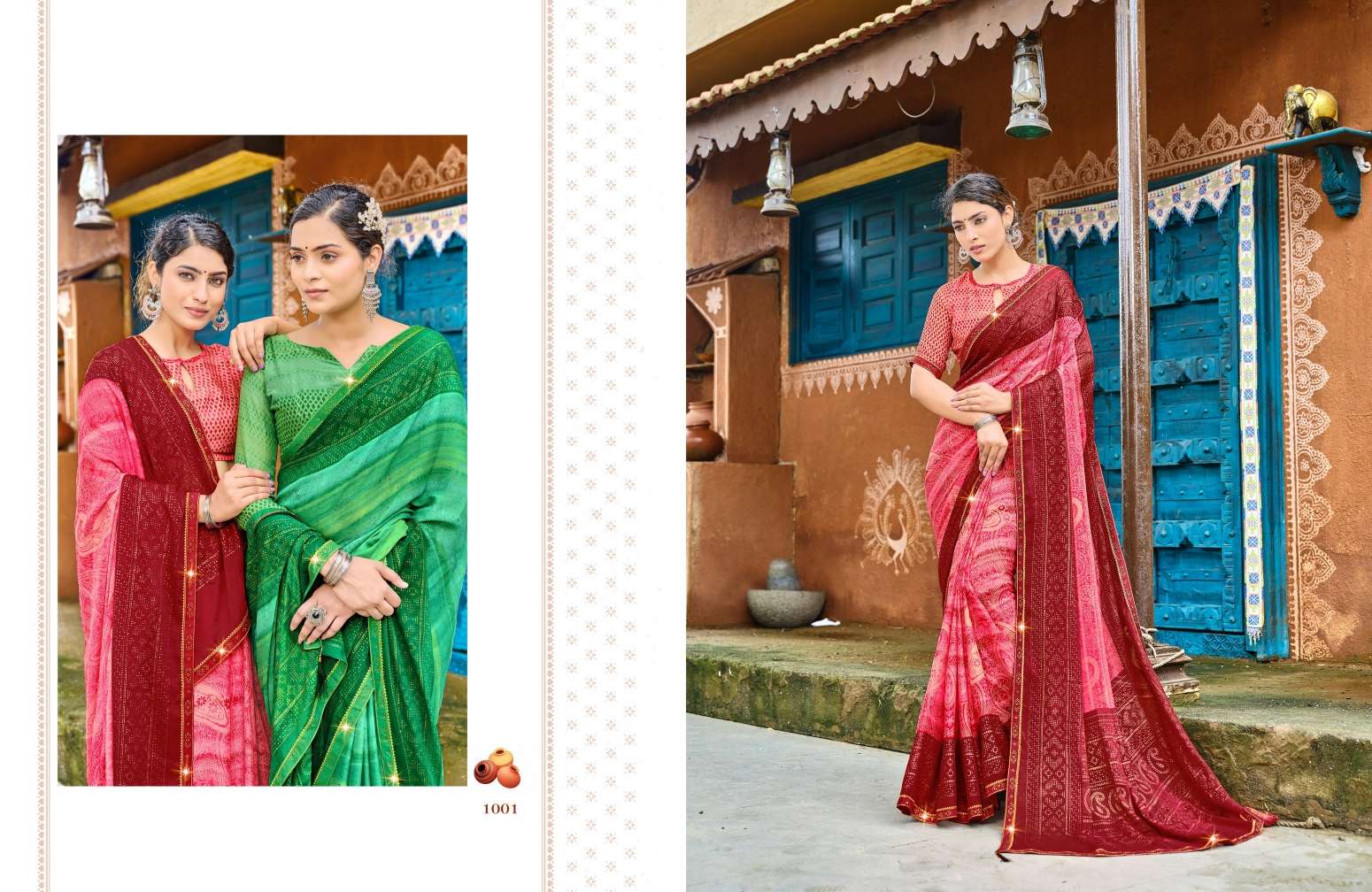 Saroj Aashiyana Vol-1 Designer Moss chiffon Saree Wholesale catalog