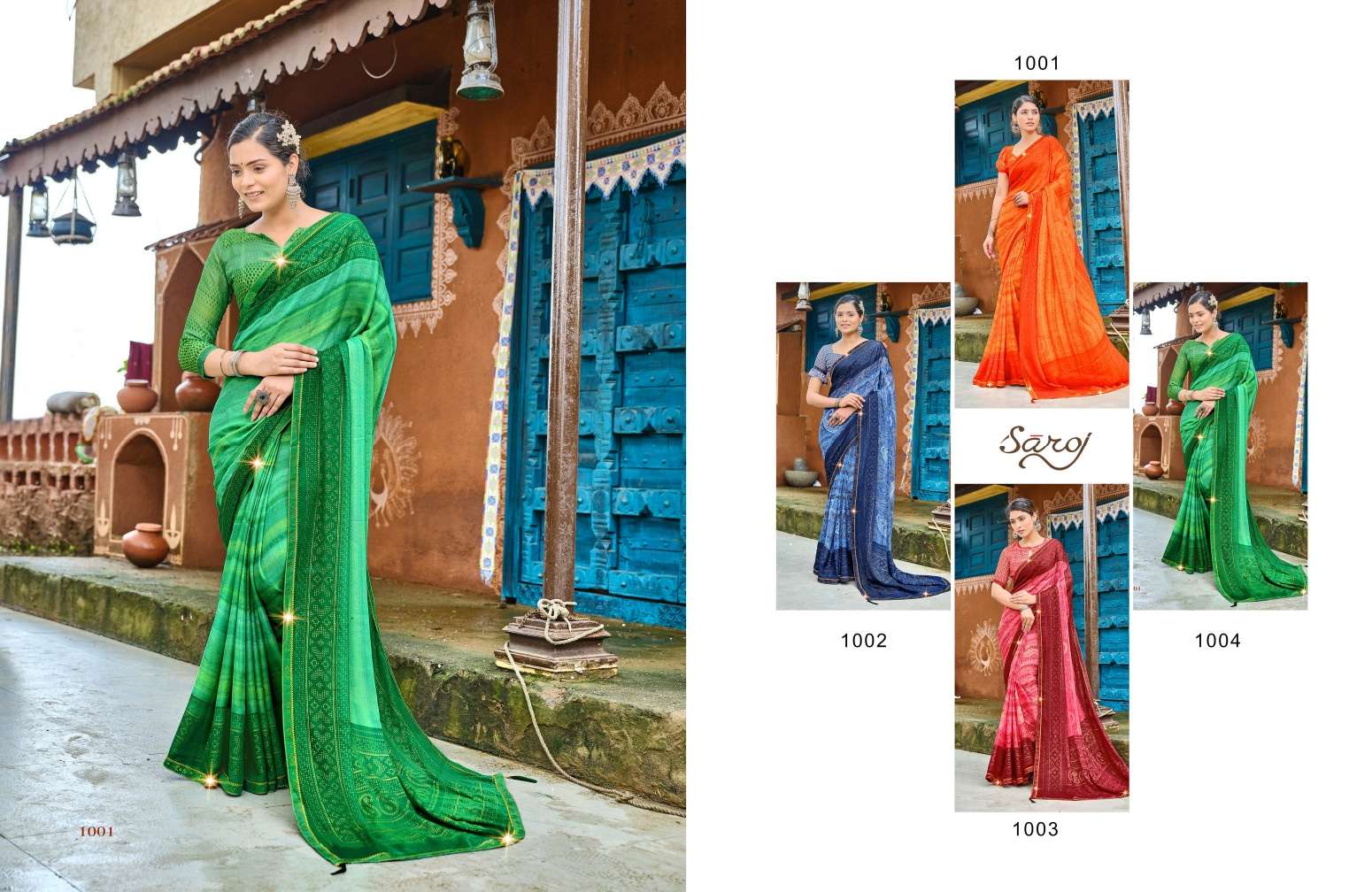Saroj Aashiyana Vol-1 Designer Moss chiffon Saree Wholesale catalog