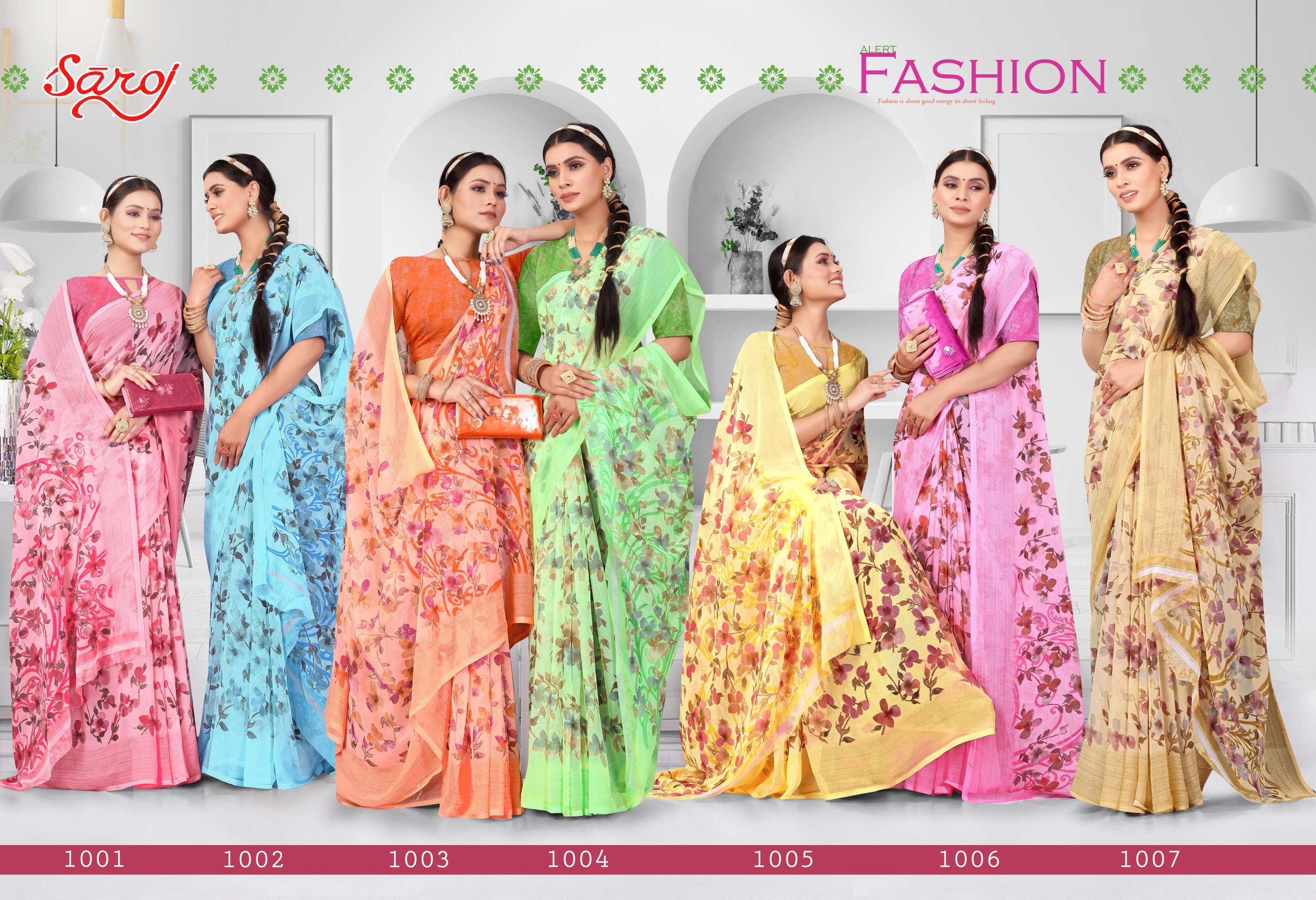 Saroj Star Chiffon Vol-1 Designer Floral Printed Saree Wholesale catalog