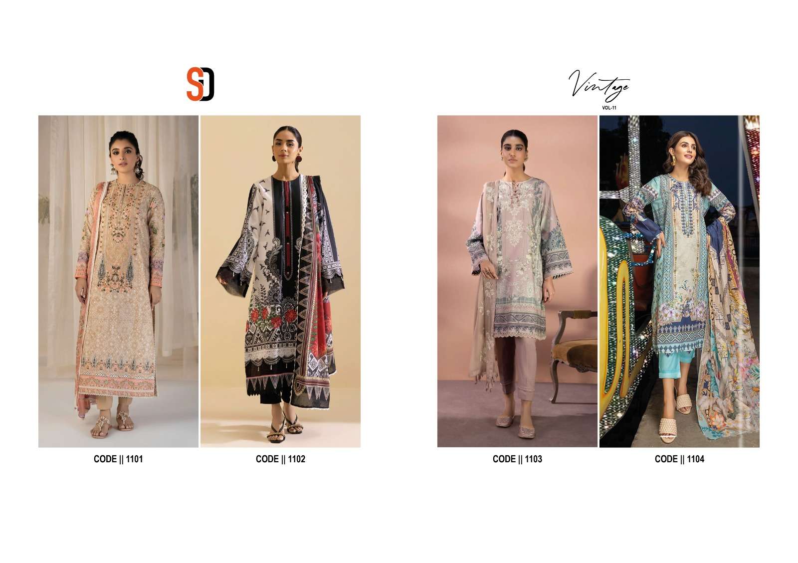 Shraddha Vintage Vol 11 Chiffon Dupatta Salwar Kameez Wholesale catalog