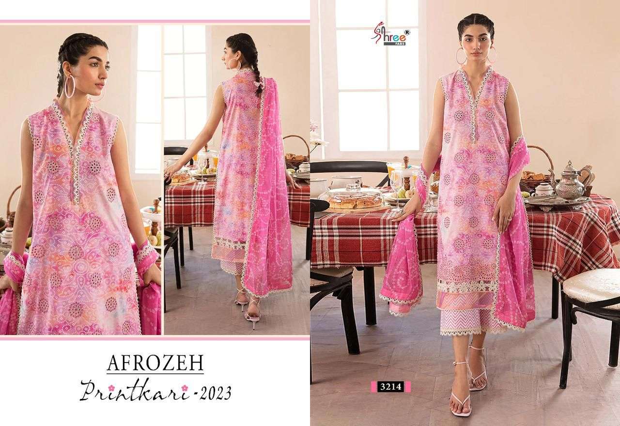 Shree Afrozeh Printhari 2023 Cotton Dupatta Salwar Suits Collection Wholesale catalog