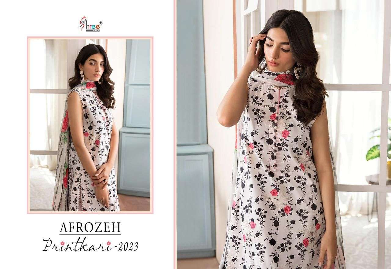 Shree Afrozeh Printhari 2023 Cotton Dupatta Salwar Suits Collection Wholesale catalog