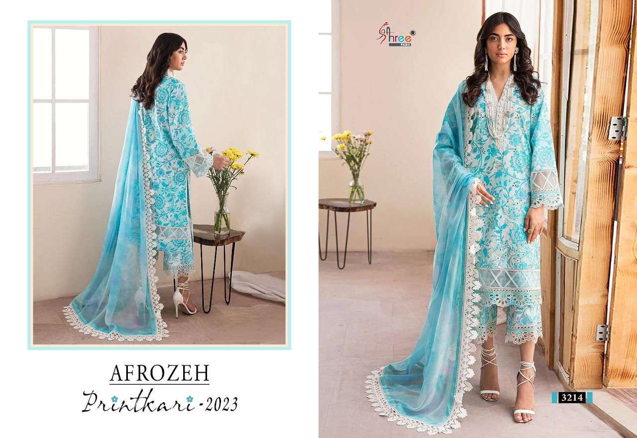 Shree Afrozeh Printhari 2023 Cotton Dupatta Salwar Suits Collection Wholesale catalog