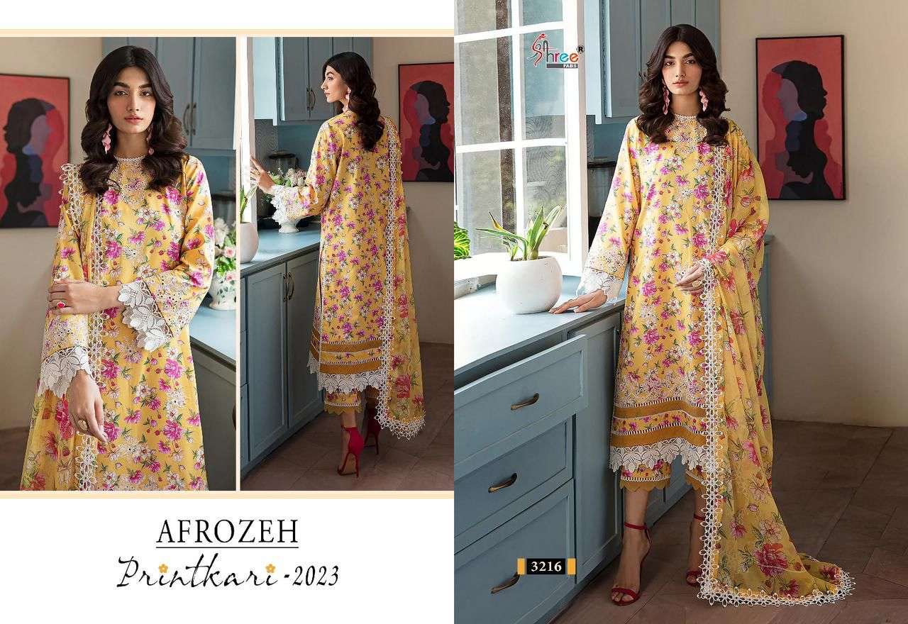 Shree Afrozeh Printhari 2023 Cotton Dupatta Salwar Suits Collection Wholesale catalog
