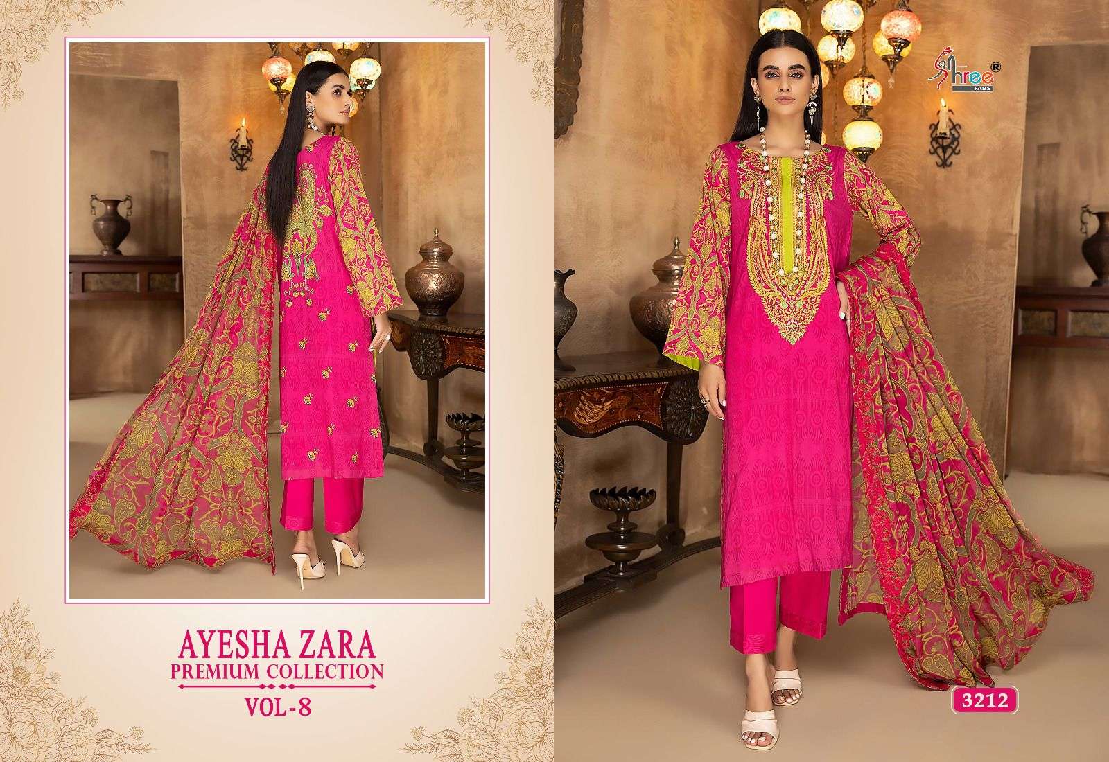 Shree Ayesha Zara Premium Collection 8 Chiffon Dupatta Pakistani Suits Wholesale catalog