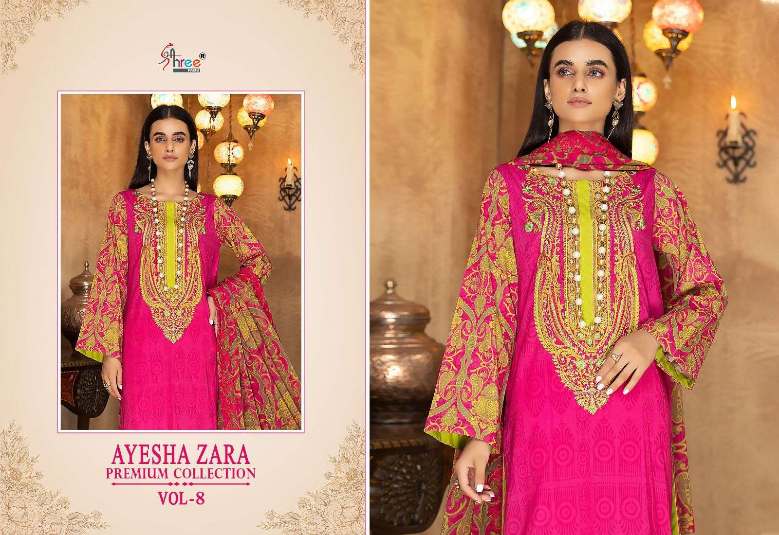 Shree Ayesha Zara Premium Collection 8 Cotton DupattaPakistani Suits Wholesale catalog