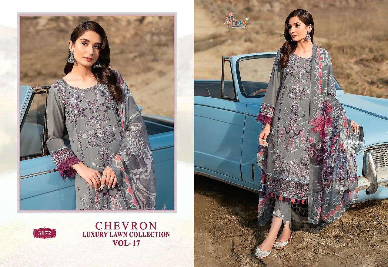 Shree Chevron Luxury Lawn Collection Vol 17 Chiffon Dupatta Wholesale catalog