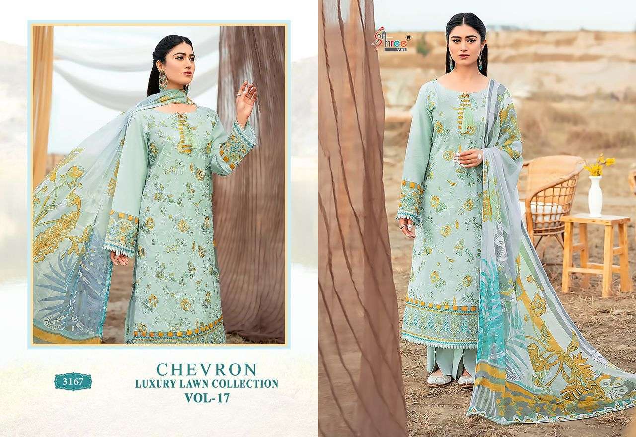 Shree Chevron Luxury Lawn Collection Vol 17 Chiffon Dupatta Wholesale catalog
