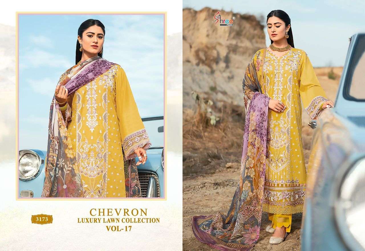 Shree Chevron Luxury Lawn Collection Vol 17 Chiffon Dupatta Wholesale catalog