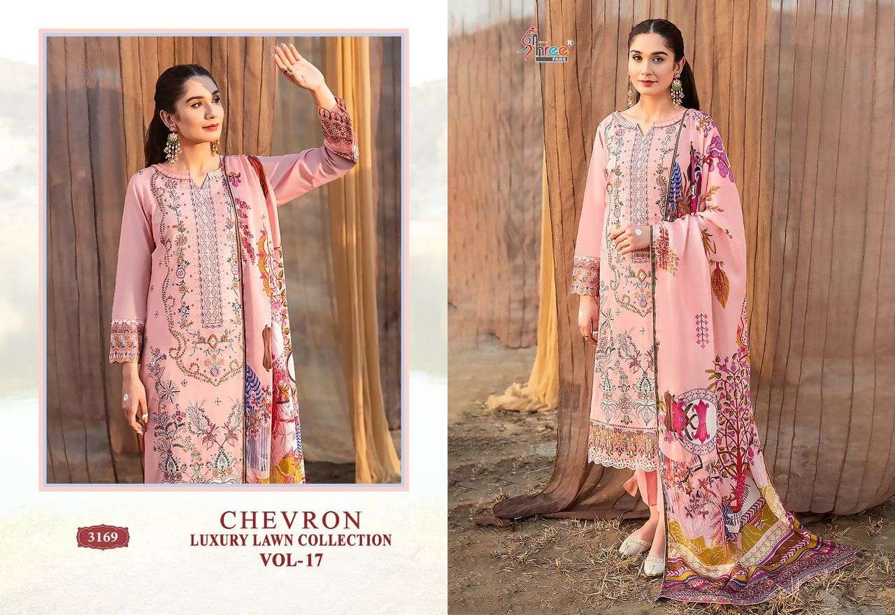 Shree Chevron Luxury Lawn Collection Vol 17 Chiffon Dupatta Wholesale catalog