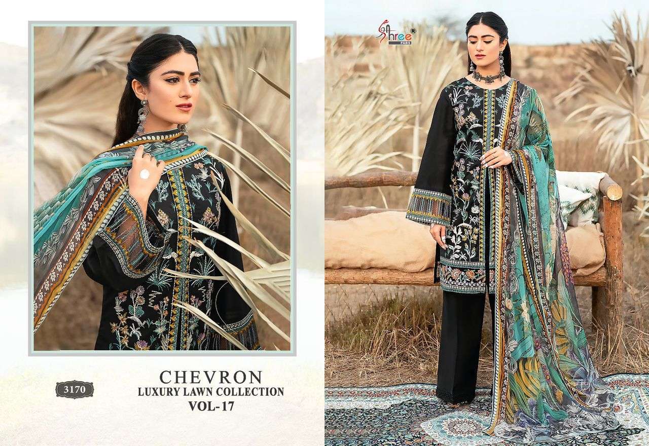 Shree Chevron Luxury Lawn Collection Vol 17 Chiffon Dupatta Wholesale catalog