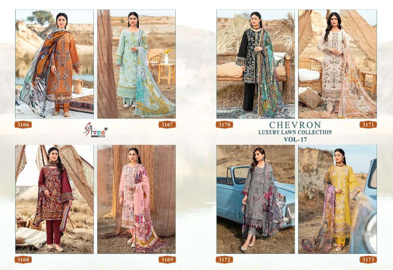 Shree Chevron Luxury Lawn Collection Vol 17 Cotton Dupatta Wholesale catalog