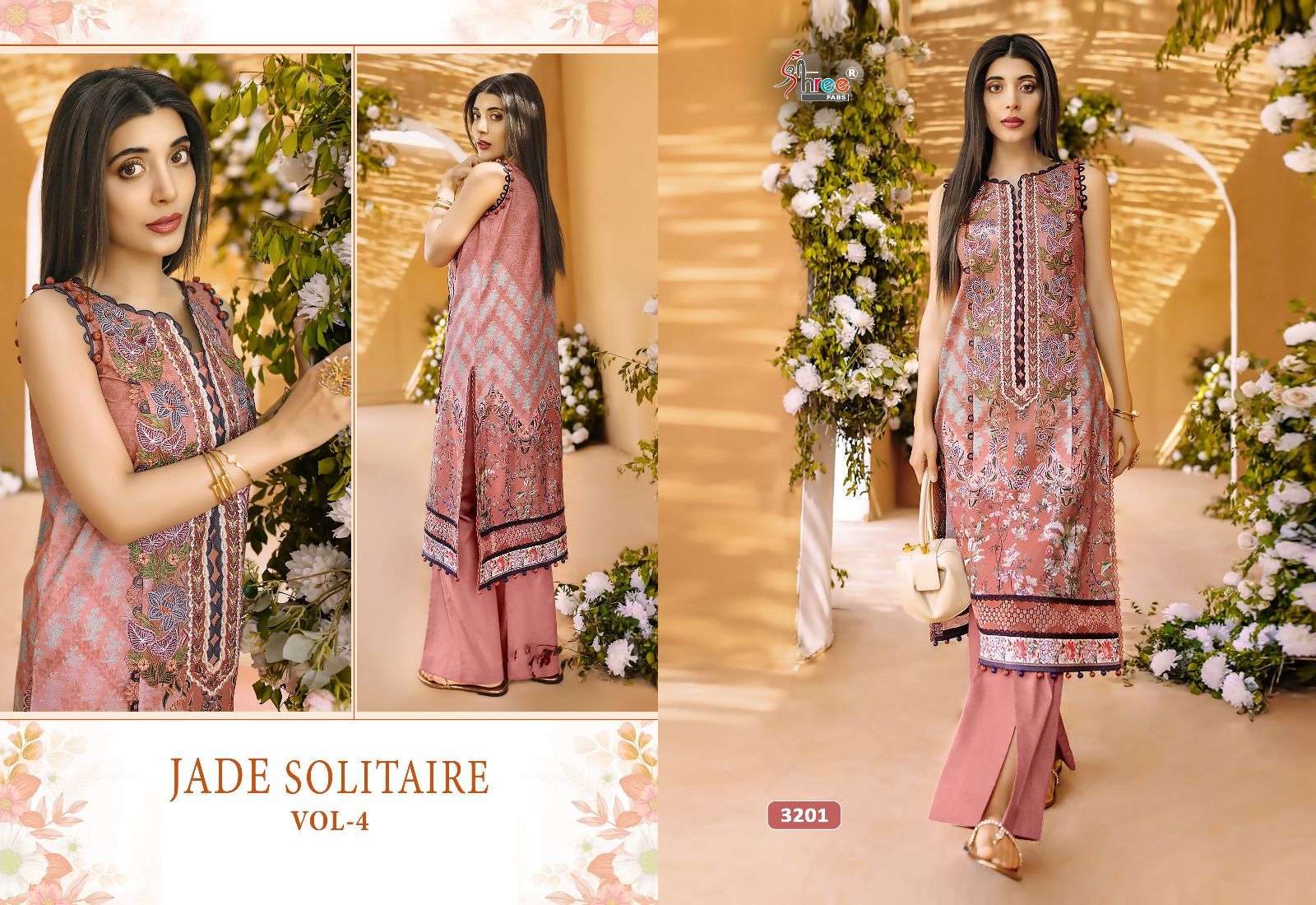 Shree Jade Solitaire Vol 4 Chiffon Dupatta Pakistani Salwar Suits Wholesale catalog