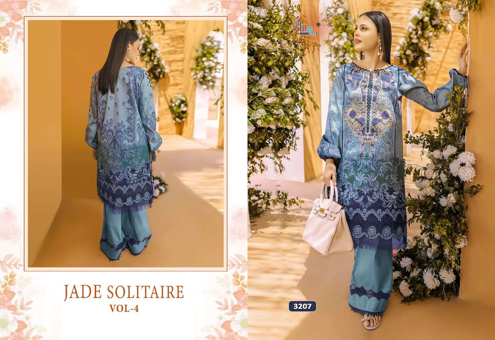Shree Jade Solitaire Vol 4 Chiffon Dupatta Pakistani Salwar Suits Wholesale catalog