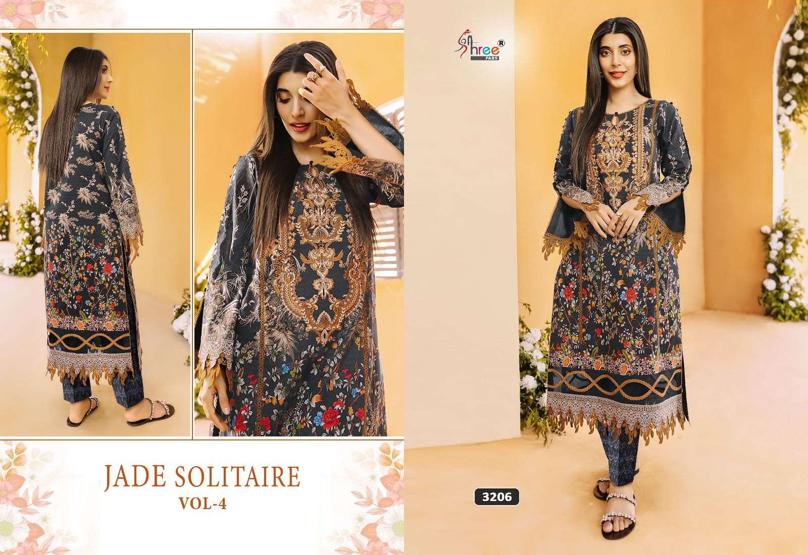 Shree Jade Solitaire Vol 4 Cotton Dupatta Pakistani Salwar Suits Wholesale catalog