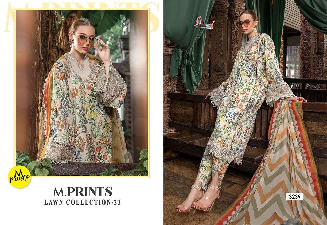 Shree M Prints Lawn Collection 23 Chiffon Dupatta Salwar Suits Wholesale catalog