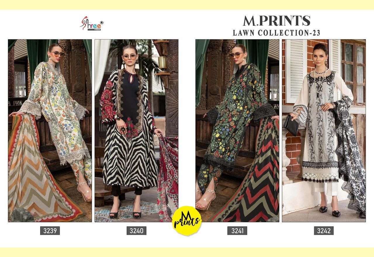 Shree M Prints Lawn Collection 23 Chiffon Dupatta Salwar Suits Wholesale catalog