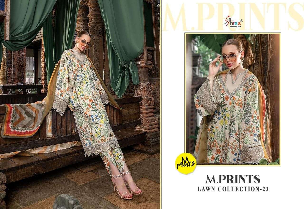  Shree M Prints Lawn Collection 23 Cotton Dupatta Salwar Suits Wholesale catalog