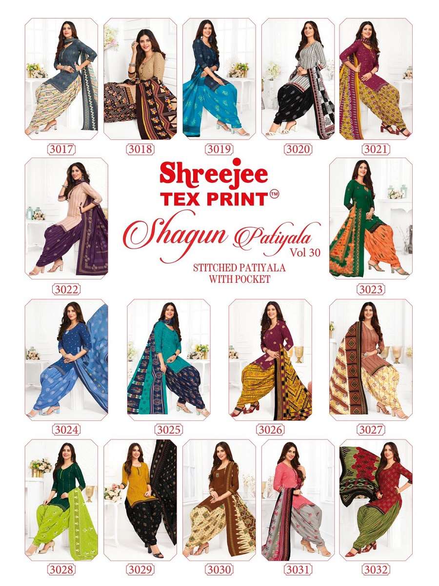 Shreejee Shagun Patiyala Vol-30 - Dress Material  - Wholesale Catalog