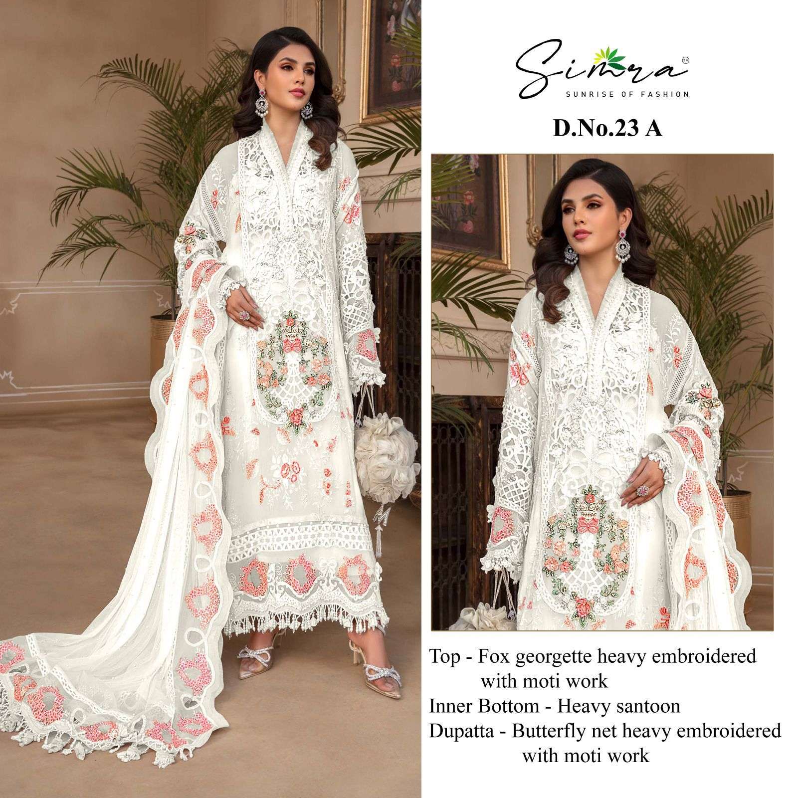SIMRA 23 A TO D FOX GEORGETTE HEAVY EMBROIDERED Salwar Kameez Wholesale catalog