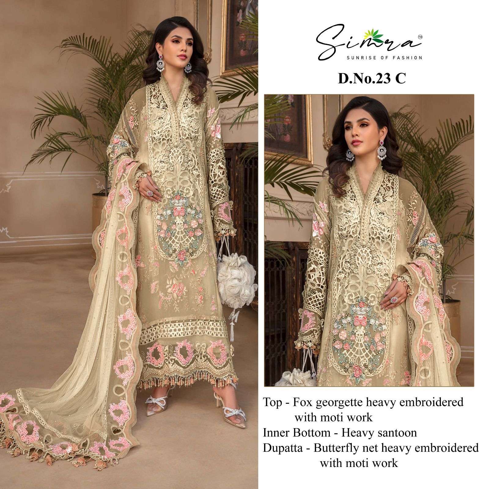 SIMRA 23 A TO D FOX GEORGETTE HEAVY EMBROIDERED Salwar Kameez Wholesale catalog