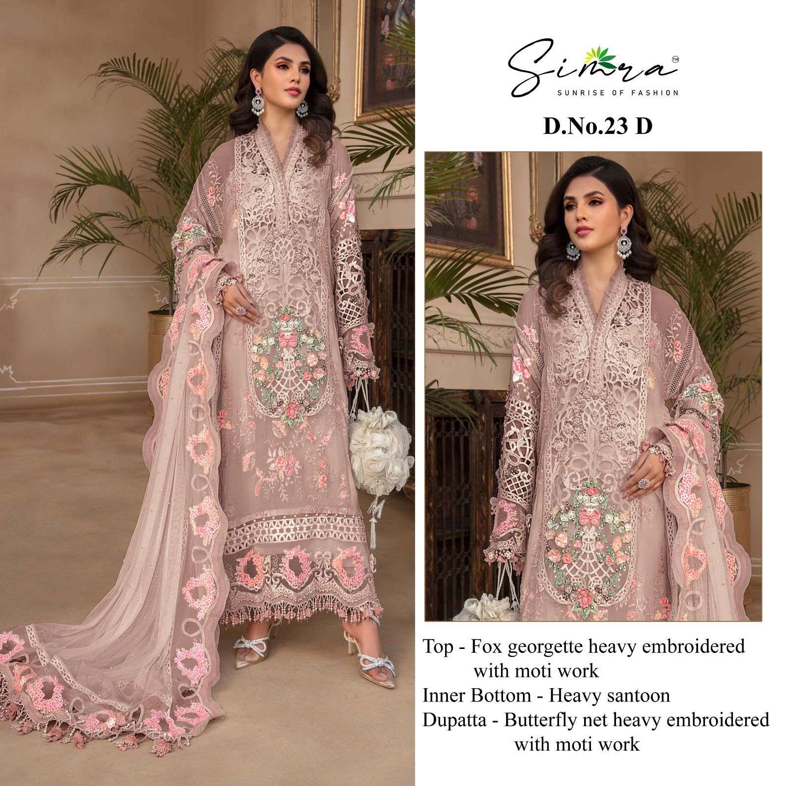 SIMRA 23 A TO D FOX GEORGETTE HEAVY EMBROIDERED Salwar Kameez Wholesale catalog