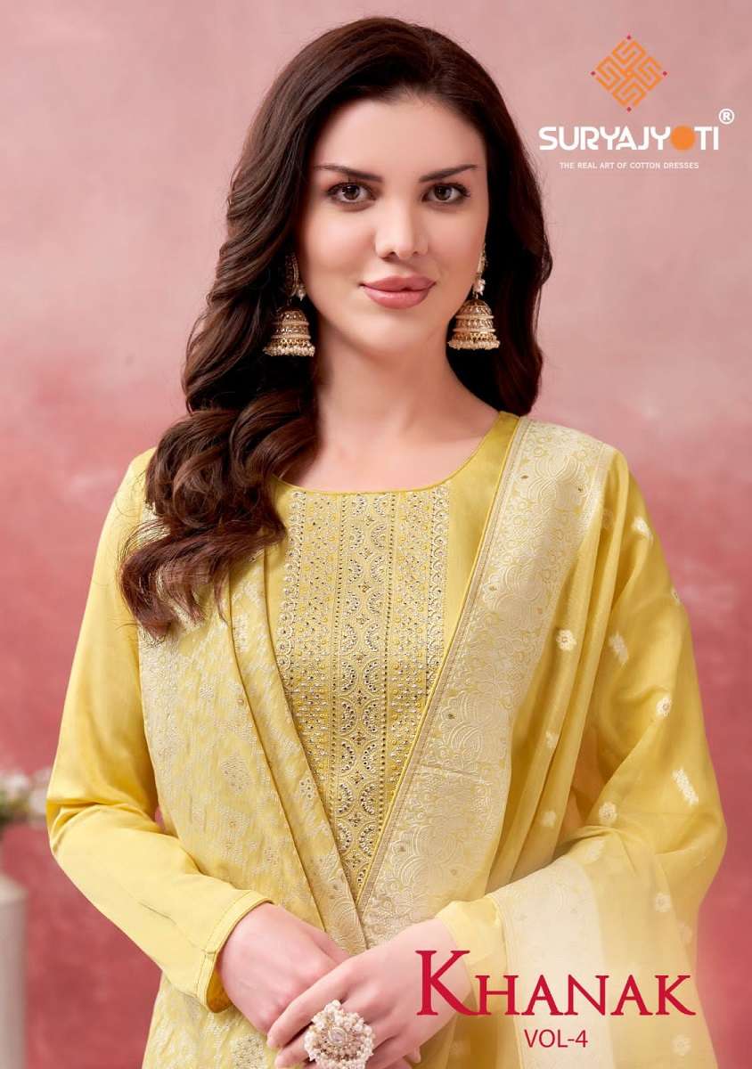 Suryajyoti Khanak Vol - 4 - Dress Material  - Wholesale Catalog