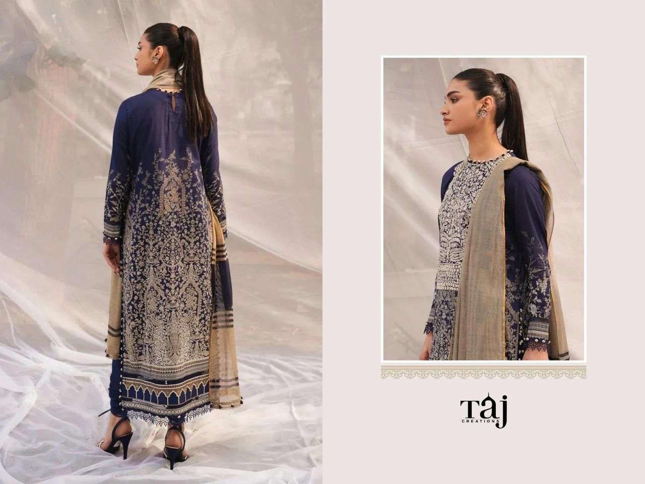 Taj Jade Solitaire Cotton Dupatta Pakistani Suits Wholesale catalog