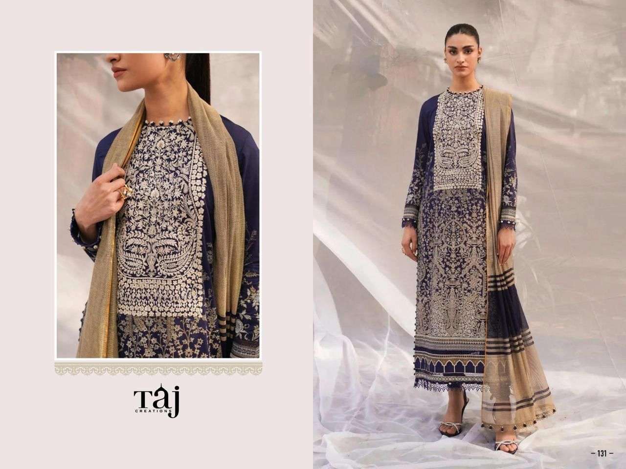 Taj Jade Solitaire Cotton Dupatta Pakistani Suits Wholesale catalog