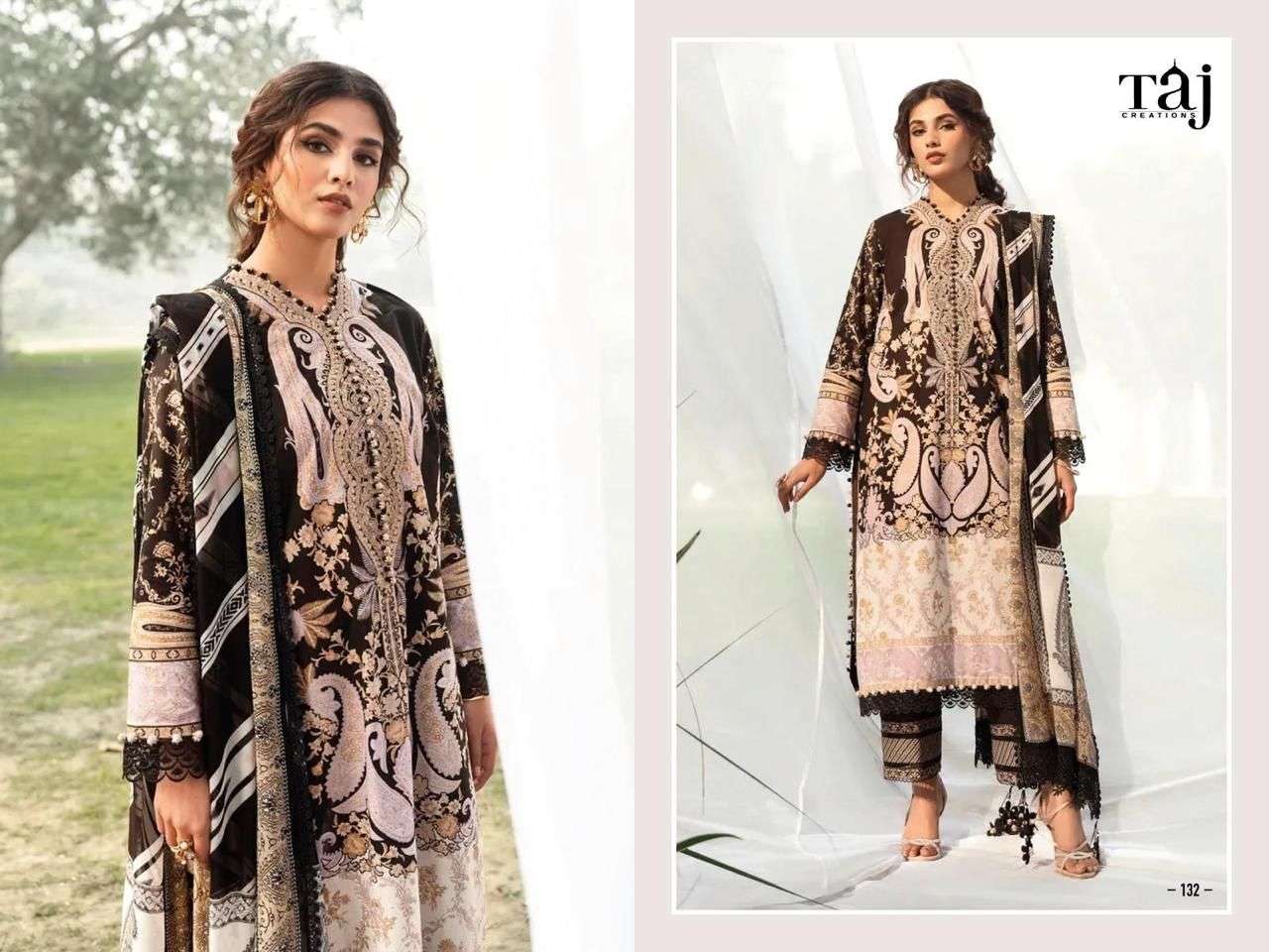 Taj Jade Solitaire Cotton Dupatta Pakistani Suits Wholesale catalog