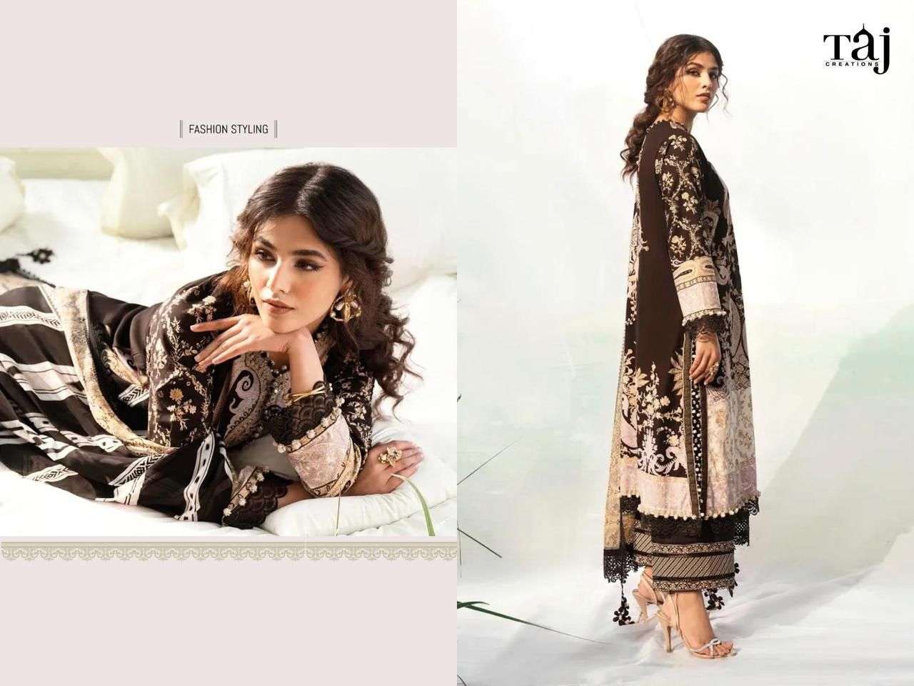Taj Jade Solitaire Cotton Dupatta Pakistani Suits Wholesale catalog