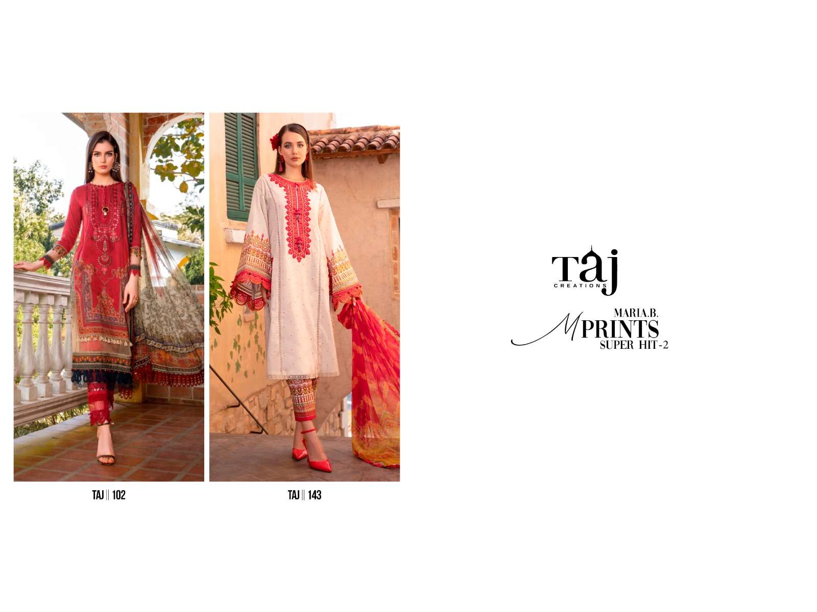 Taj Maria B M Prints Super Hit 2 Cotton Dupatta Salwar Suits Wholesale catalog
