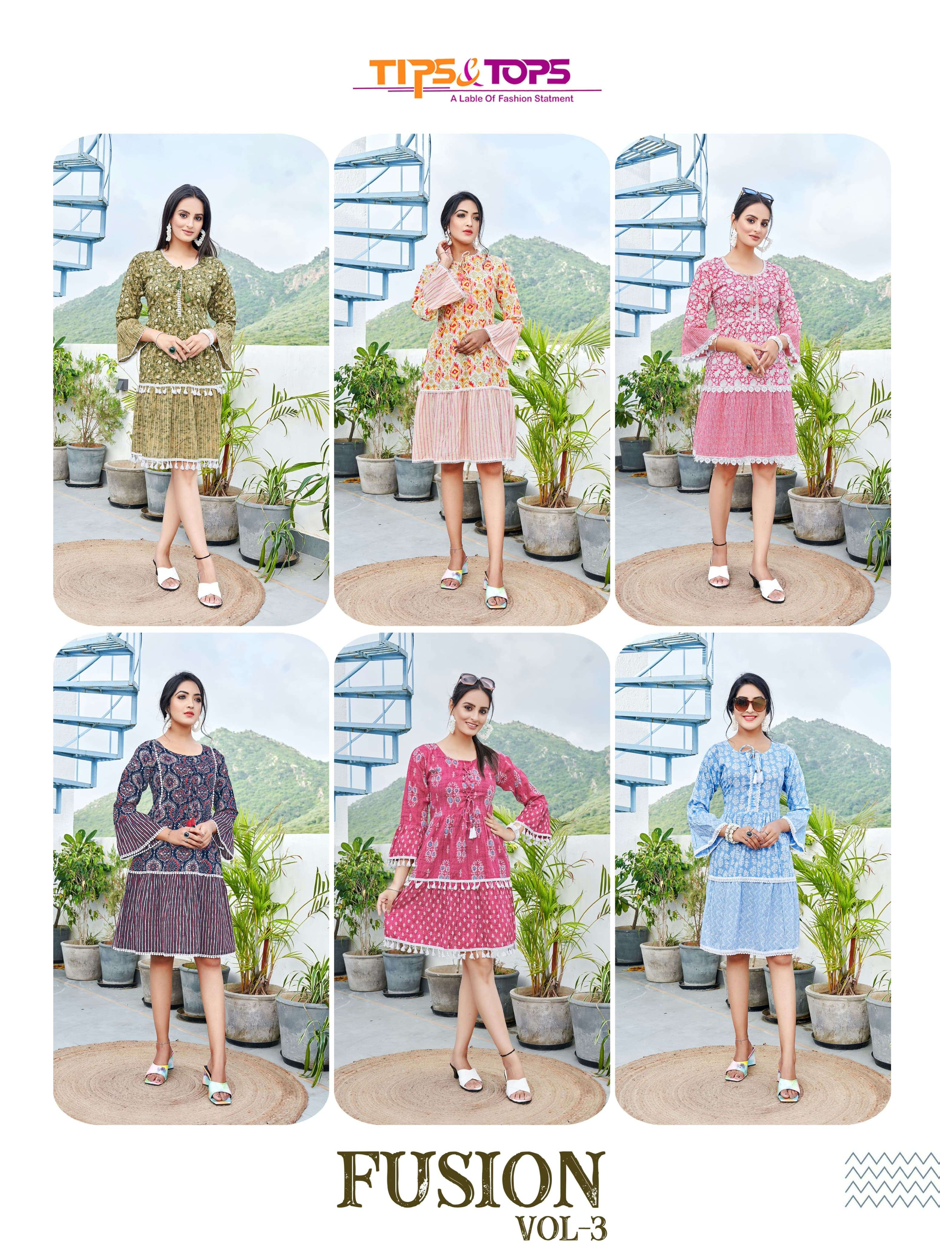 TIPS & TOPS FUSION Vol 03 Cotton Prints 60*60 Kurti Wholesale catalog