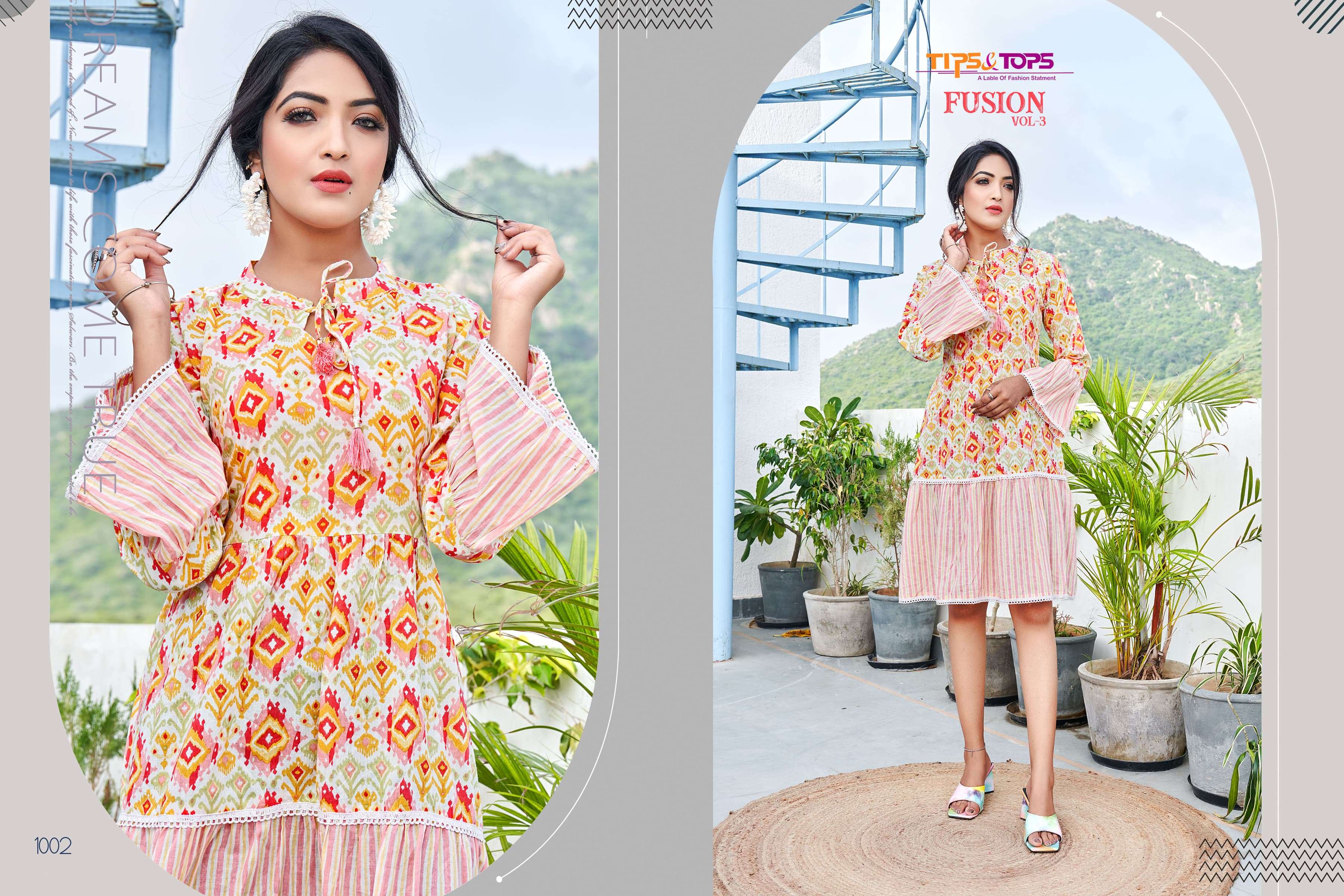 TIPS & TOPS FUSION Vol 03 Cotton Prints 60*60 Kurti Wholesale catalog