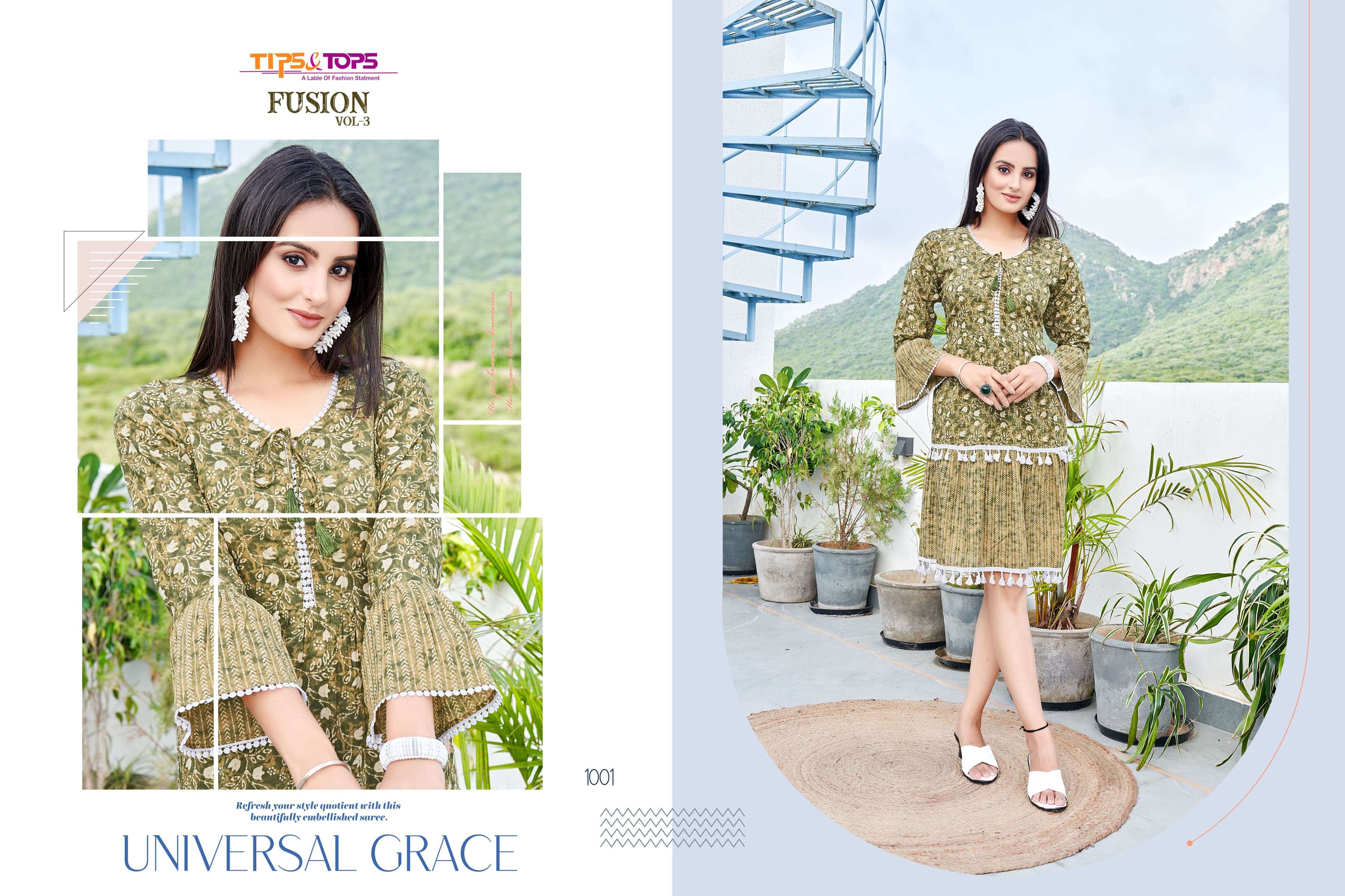 TIPS & TOPS FUSION Vol 03 Cotton Prints 60*60 Kurti Wholesale catalog