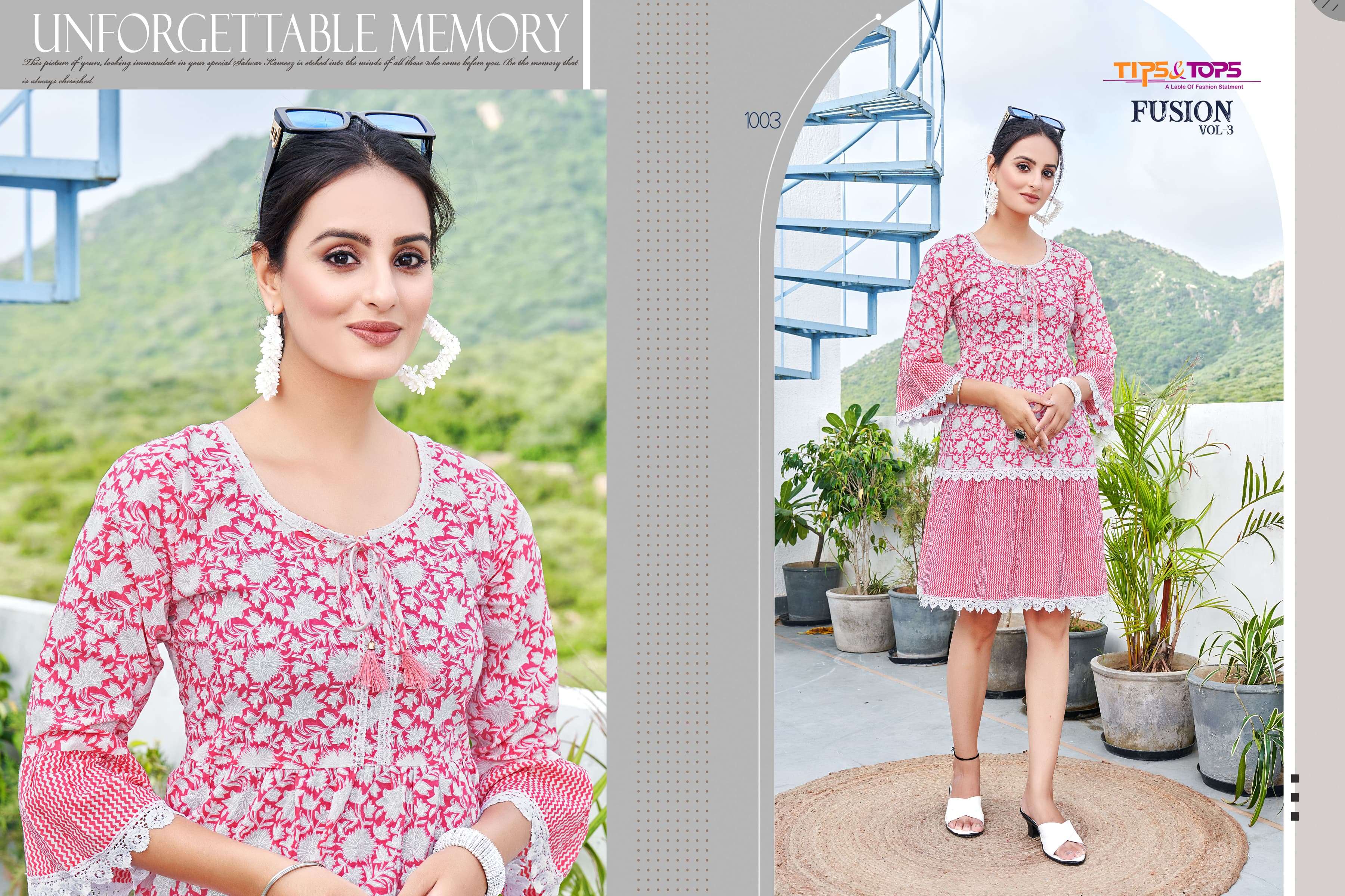 TIPS & TOPS FUSION Vol 03 Cotton Prints 60*60 Kurti Wholesale catalog