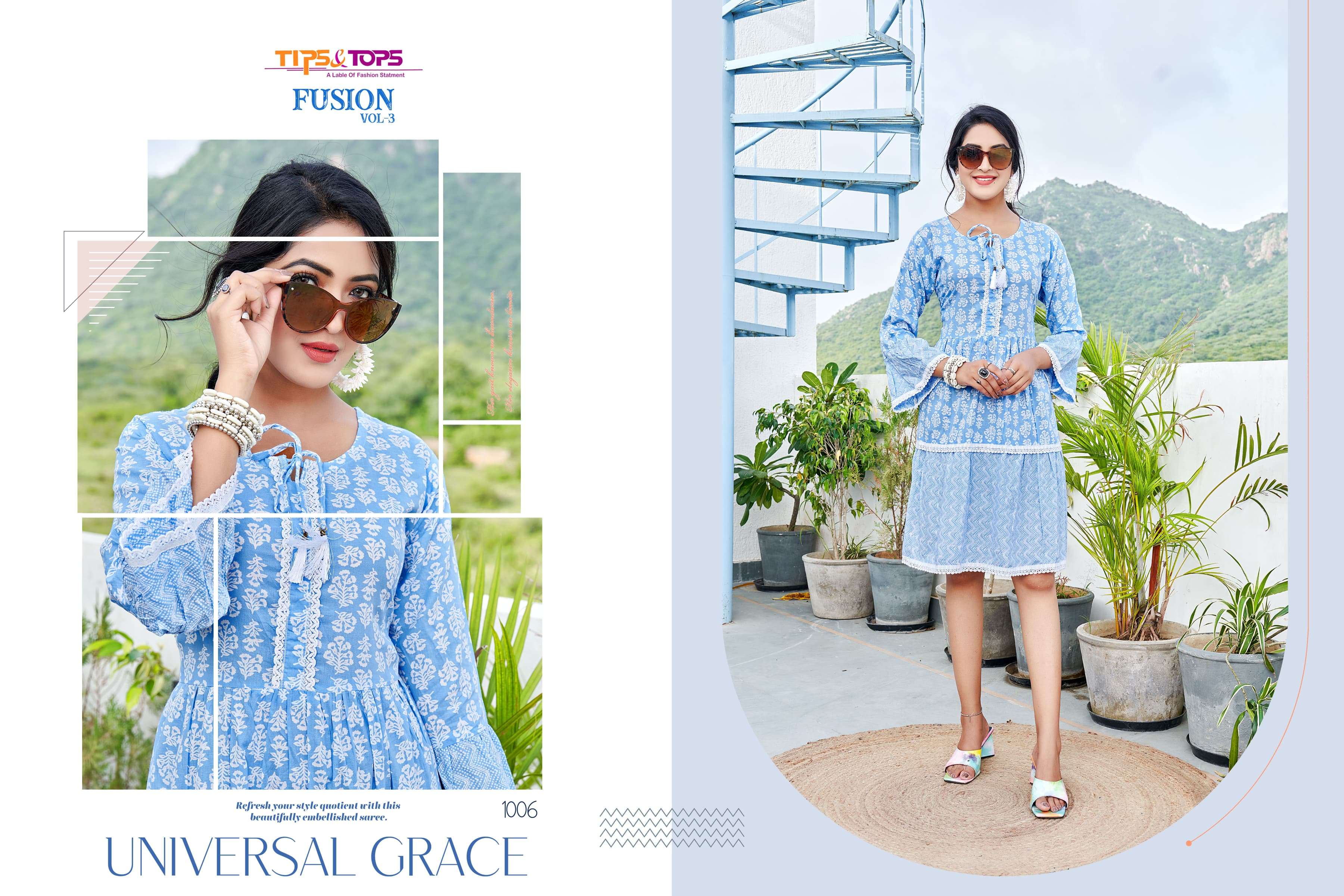 TIPS & TOPS FUSION Vol 03 Cotton Prints 60*60 Kurti Wholesale catalog