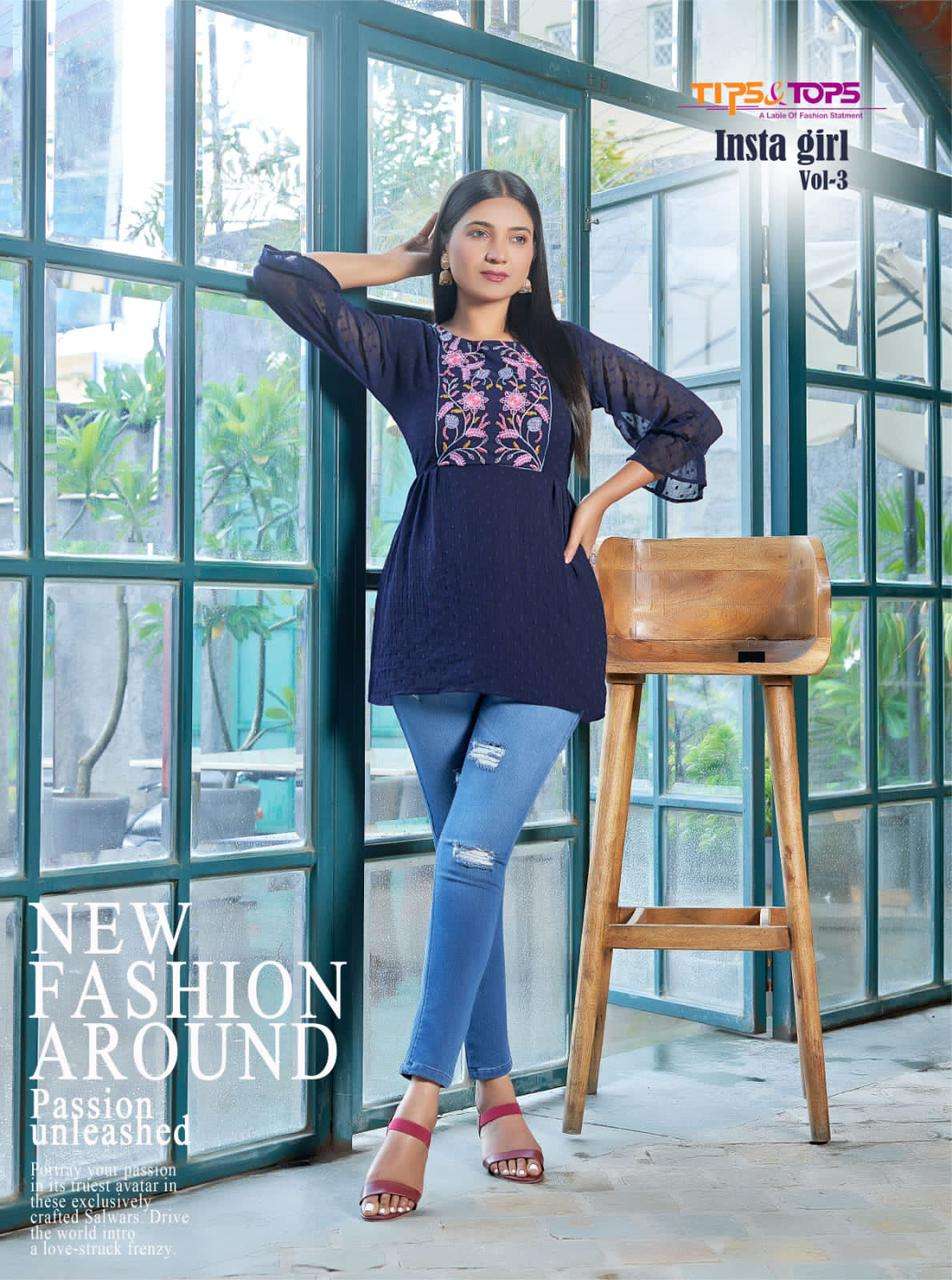 TIPS & TOPS INSTA GIRL Vol 03 Western Wear Kurti Wholesale catalog