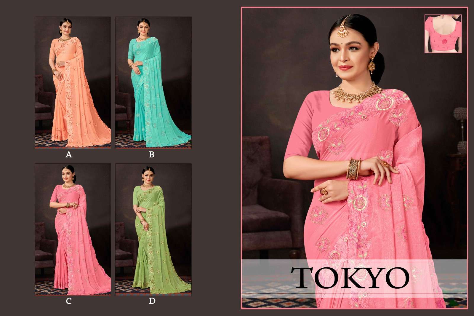 TOKYO  BY RONISHA SAREE  FANCY FABRICS  SIROSKI DIAMOND AND EMBROIDERY WORK SUPER HIT COLLECTION 