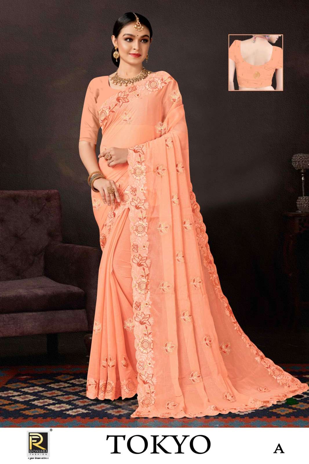 TOKYO  BY RONISHA SAREE  FANCY FABRICS  SIROSKI DIAMOND AND EMBROIDERY WORK SUPER HIT COLLECTION 